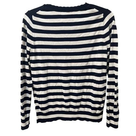 Banana Republic Factory Long Sleeve Scalloped Edges Sweater Navy/White Small - Picture 2 of 7